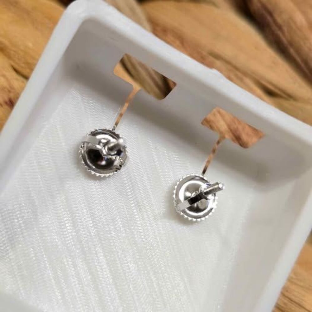 Square Moissanite .925 Halo Stud Earrings with Screw Backs - Picture 4 of 6